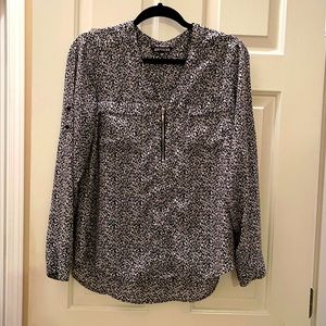 Express, Black and White blouse, long sleeve, Size: M